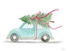 Vintage Car for Christmas Art Print