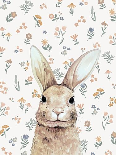 Happy Flower Bunny Art Print