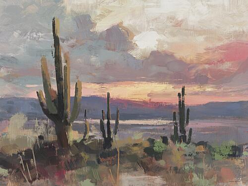Sunset Cacti Gold Print