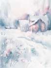 Snowbound Cottage Art Print
