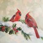 Crimson Winter Duet Art Print