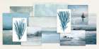 Moody Blue Coastal Collage Art Print
