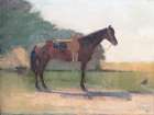 Saddled Horse in Farm Yard Art Print