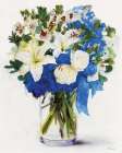 White And Navy Floral Arrangement I Art Print