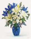 White And Navy Floral Arrangement II Art Print by Stellar Design Studio