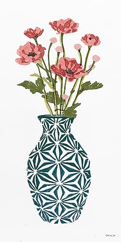 Tile Vase with Bouquet I Art Print