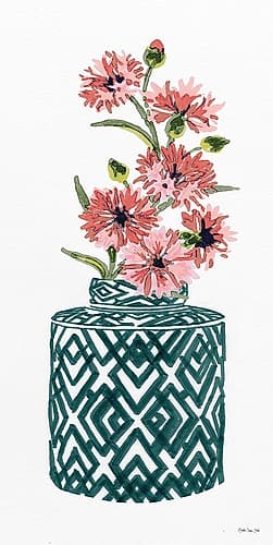 Tile Vase with Bouquet II Art Print
