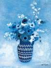 Moody Blue Floral Art Print by Stellar Design Studio