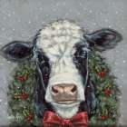 Snowy Day Christmas Cow II Art Print