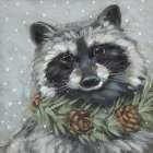 Woodland Christmas Raccoon Art Print
