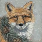 Woodland Christmas Fox Art Print