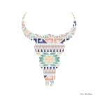 Aztec Cow Head Art Print by Seven Trees Design