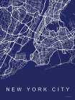 NYC Street Blue Map Art Print by Seven Trees Design
