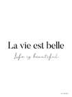 Life is Beautiful in French Art Print by Seven Trees Design