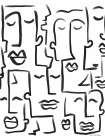 Faces Drawing Art Print by Seven Trees Design