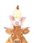 Cluck-Oink-Moo Stack Art Print
