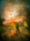 Dew-Covered Flower Glowing In Sunlight With A Soft, Dreamy Background. Digital Artwork Art Print
