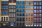 Europe, Netherlands, Amsterdam. Damrak. Beautiful Facades Of Houses On The Canal Art Print