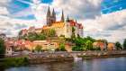 Historic Cityscape With Meissen Cathedral And Albrechtsburg In Saxony Germany Art Print