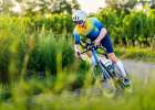 Cyclist Training Outdoors In Remstal Valley Vineyards At Golden Hour Art Print by Stefan Schurr