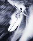 1960S Blurred Action Of Man Riding Wave On Surfboard D Art Print