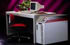 Vintage Photograph. Vintage 1980S Computer Setup With Red Chair And Retro Decor. Art Print