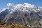 Couple Trekking The Annapurna Circuit In Nepal. Art Print