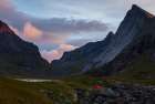 Tents On The Coast At Horseid Beach, Moskenesoya, Lofoten Islands, Norway. Art Print