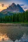 Lake Antorno Reflecting Tre Cime Di Lavaredo Peaks In Dolomites Art Print