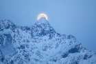 Winter Fullmoon Over Himmeltindan Mountain, Lofoten Islands, Norway Art Print