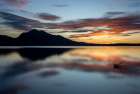 Sunset, Driftwood, Bigelow Mountain Maine Reflected In Lake Art Print