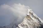 Plume Of Spindrift Snow Curls Off Summit Of Ama Dablam, Khumbu (Mount Everest) Region, Nepal. Art Print