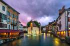 Annecy Cityscape At Sunset With Historic Palais De Lile Art Print