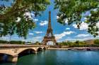 Paris France Eiffel Tower Rising From Banks Of Seine River Waterfront Art Print