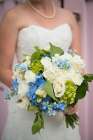 Bride Holding White And Blue Wedding Bouquet Art Print