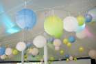 Colorful Paper Lanterns Hanging In Event Tent Art Print