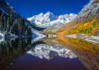 Stunning Autumn View Of Maroon Bells Reflecting In Maroon Lake Art Print