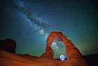 Stunning Night Sky Over Delicate Arch: Explore The Milky Way At Arches National Park Art Print