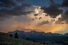 Breathtaking Sunset Over Majestic Mountain Range: Natures Dramatic Sky Display Art Print