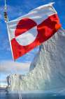 Flag Of Greenland Flying In Scoresbysund, Eastern Greenland. Art Print