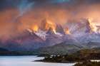 Clouds Over The Horns In The Torres Del Paine National Park, Chile. Art Print