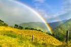 Rainbow Over Mountain Landscape, Monte Verde, Costa Rica, Central America. Art Print