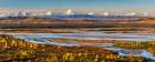 Panorama Landscape Of Tanana River And Prominent Peaks In Alaska Range, Moffit, Hayes, Hess, Alaska. Art Print