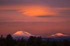 Winter Sunrise With Lenticular Clouds Over Mount Bachelor, Central Oregon Cascades. Art Print