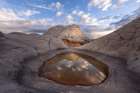 Arizona, Vermilion Cliffs National Monument. Close-Up Of Sandstone Patterns And Water Reflection. Art Print