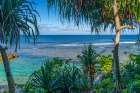Fiji, Vanua Levu, Savasi Island Resort. Ocean Seascape And Palm Trees. Art Print