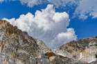 USA, Wyoming, Snowy Range. Landscape With Mountain Peaks And Clouds. Art Print