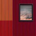 Red with a touch of sky Art Print