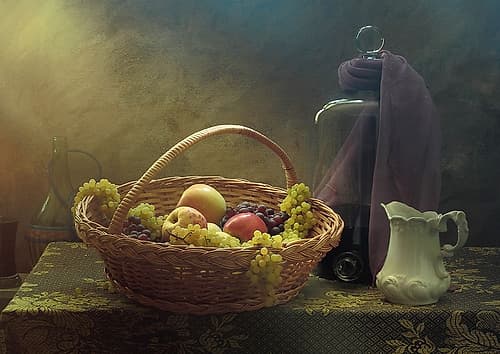 Still Life with Fruits Basket Art Print