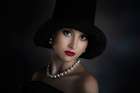 The girl with the hat Art Print